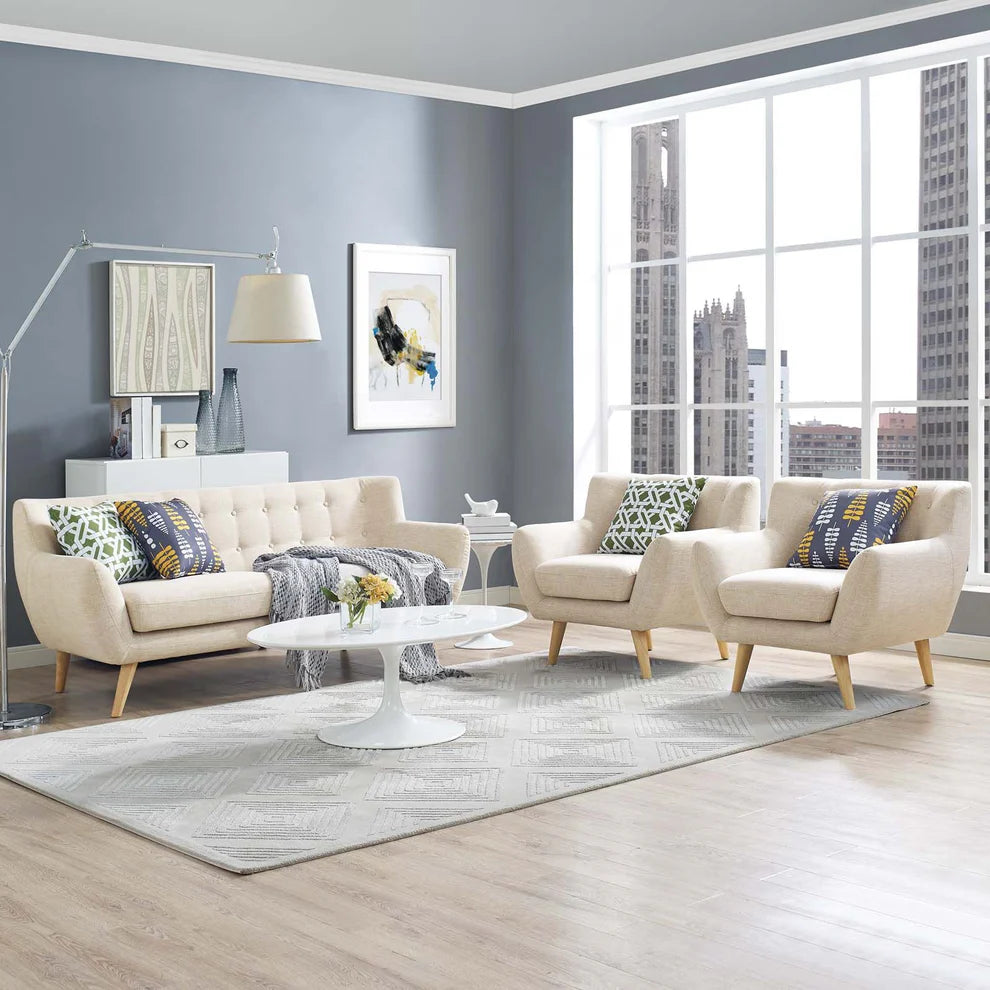 Beech wood sofa set - 3 pieces - QM39