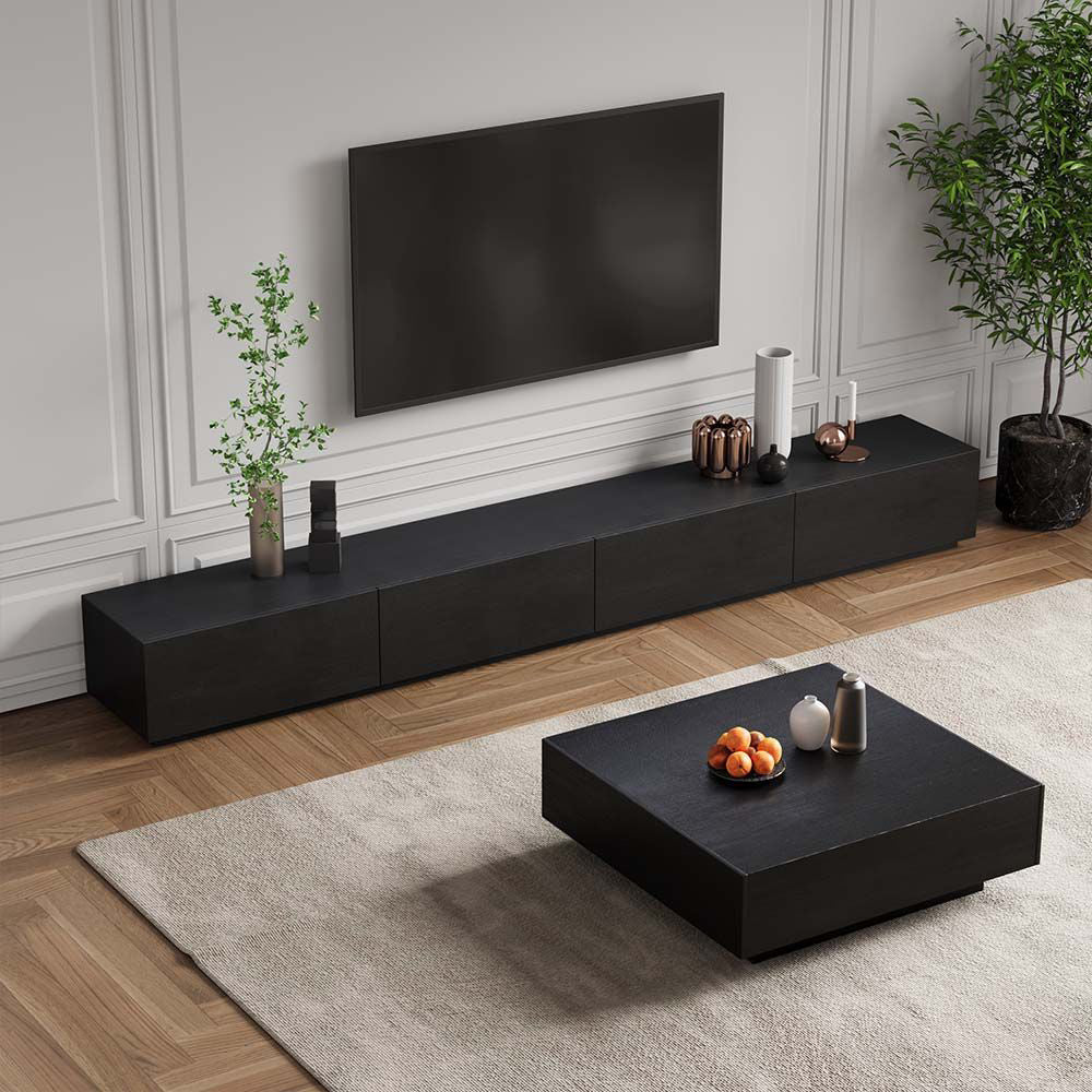 وحدة تلفزيون مع ترابيزة قهوة خشب إم دي إف - 200 × 35 × 35