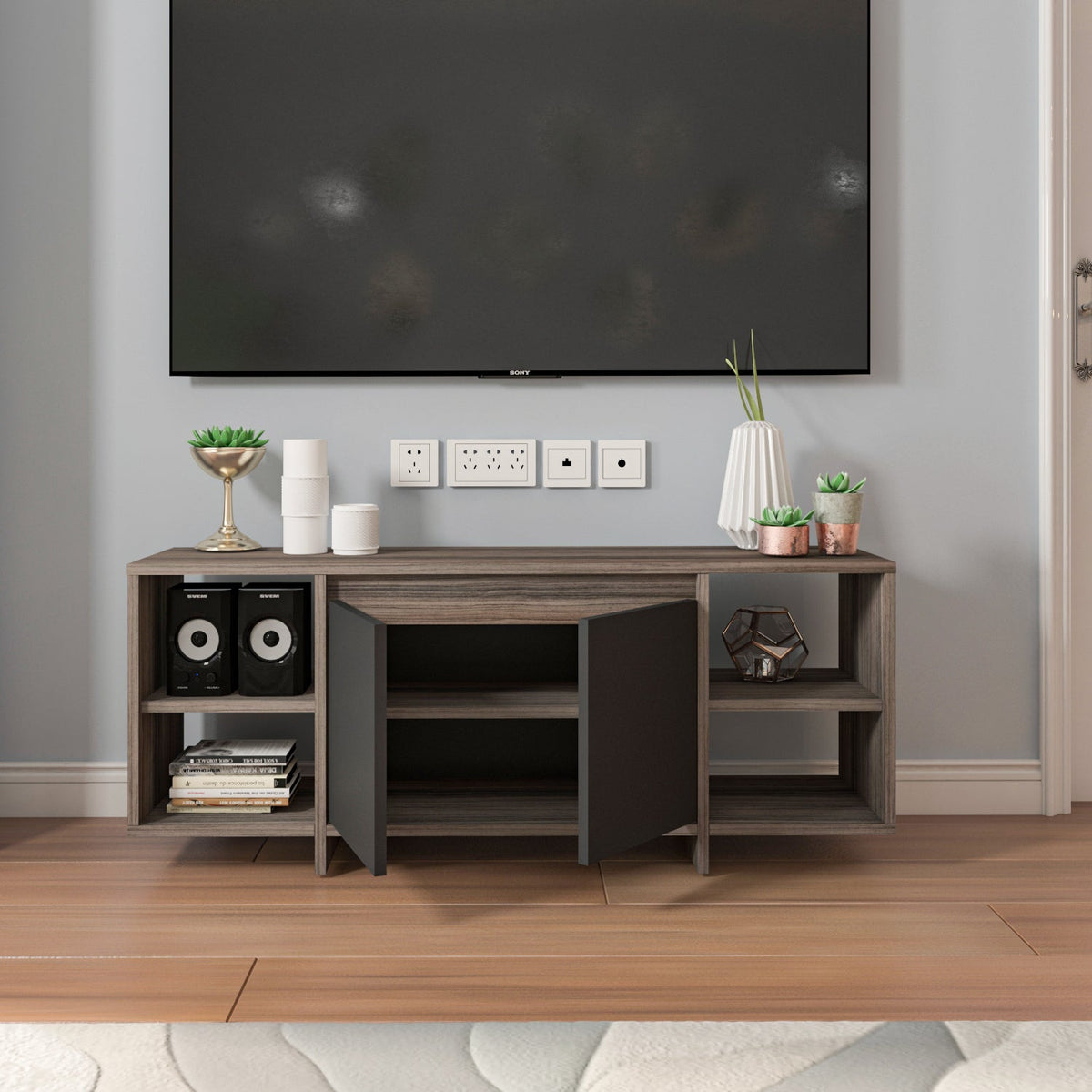 وحدة تلفزيون خشب إم دي إف - 120 × 35 × 52 من بان هومز