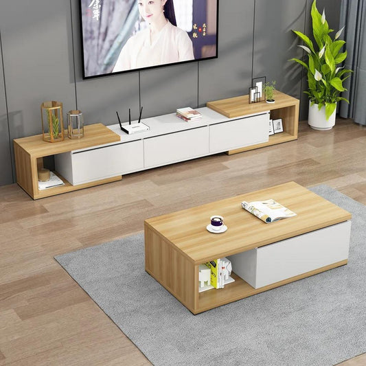 وحدة تلفزيون مع ترابيزة قهوة خشب إم دي إف - 180 × 30 × 40