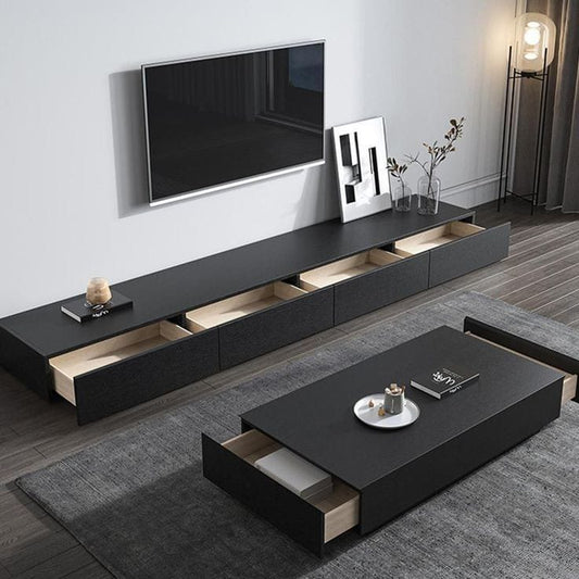 وحدة تلفزيون مع ترابيزة قهوة خشب إم دي إف - 220 × 35 × 35