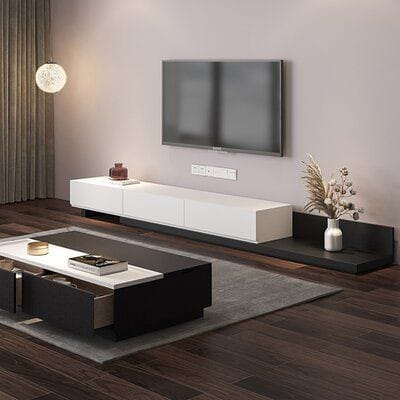 وحدة تلفزيون مع ترابيزة قهوة خشب إم دي إف - 220 × 35 × 35