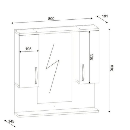 Bathroom Storage Unit with Mirrors 80x80cm