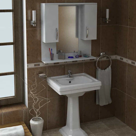 Bathroom Storage Unit with Mirrors 80x80cm