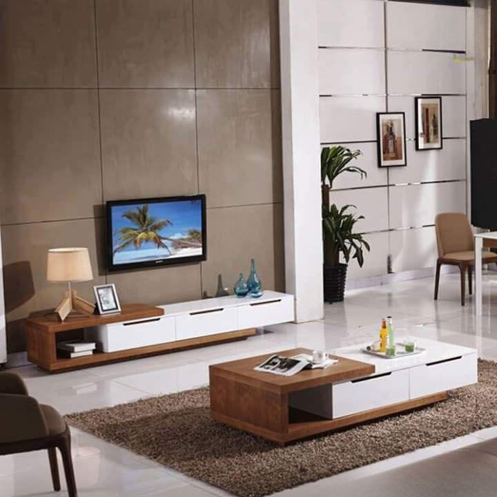 وحدة تلفزيون مع ترابيزة قهوة خشب إم دي إف - 190 × 35 × 35