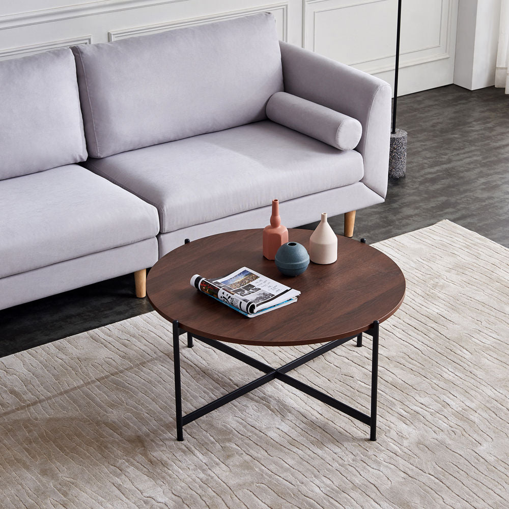 ترابيزة قهوة ستيل وخشب إم دي إف - 80 × 80 × 45 من بان هومز
