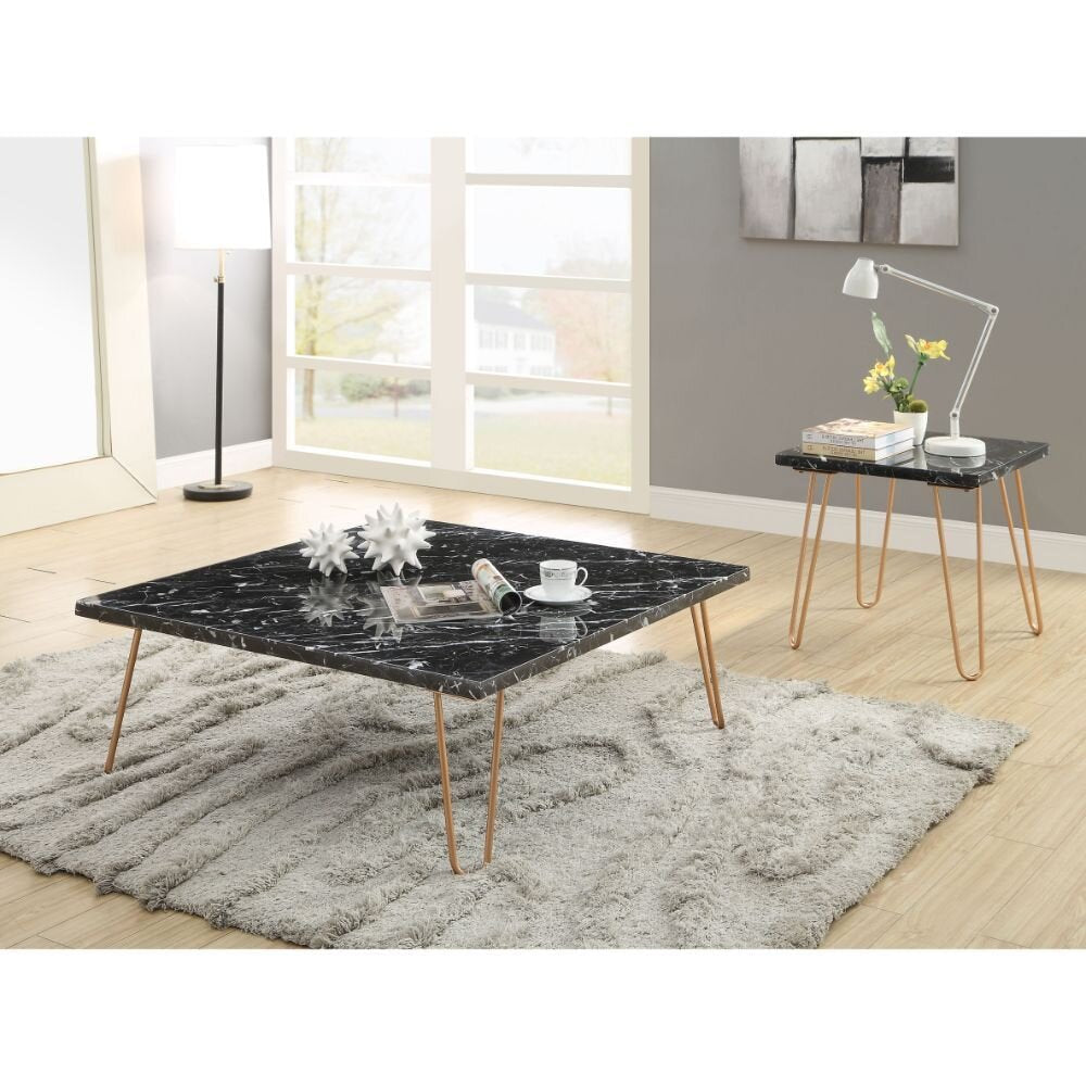 طقم ترابيزات قهوة ستيل ورخام - 100 × 100 × 45