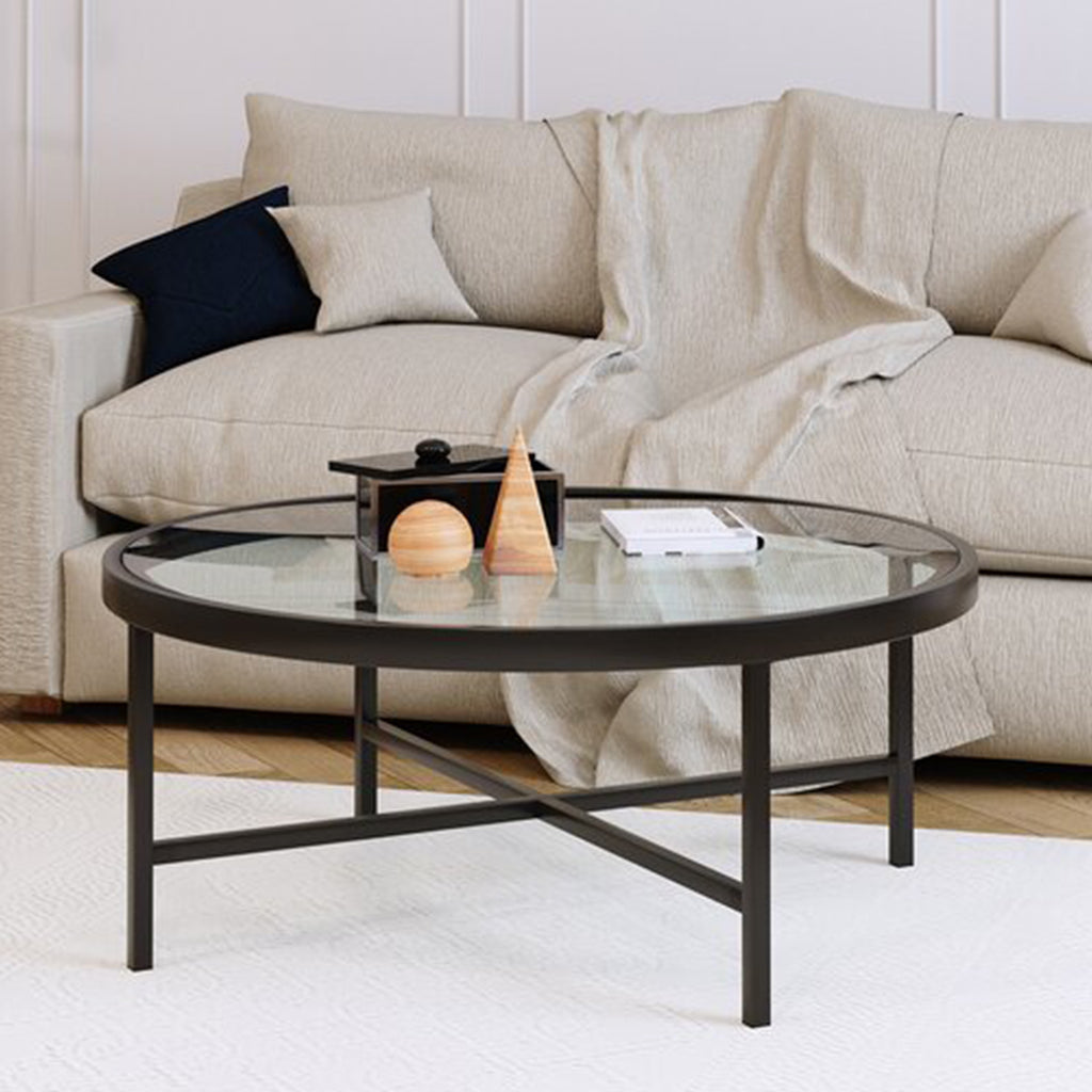 ترابيزة قهوة ستيل وزجاج - 80 × 80 × 45 من بان هومز