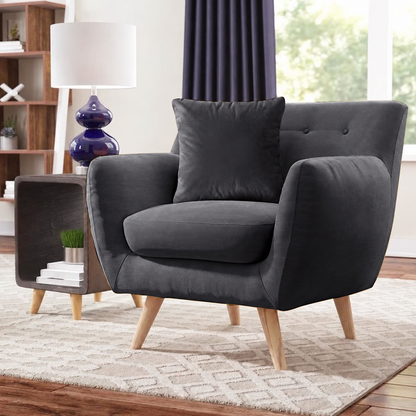 Armchair-30 - رمادي غامق - قطيفة