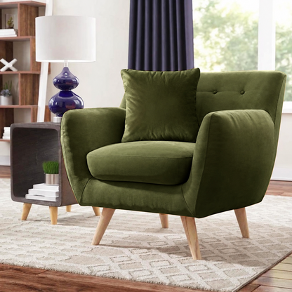 Armchair-30 - أخضر زيتي - قطيفة