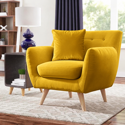 Armchair-30 - أصفر - قطيفة
