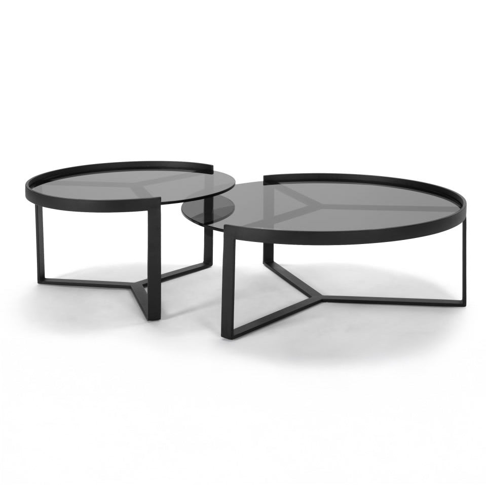 طقم ترابيزات قهوة ستيل وزجاج - 70 × 70 × 45 من بان هومز