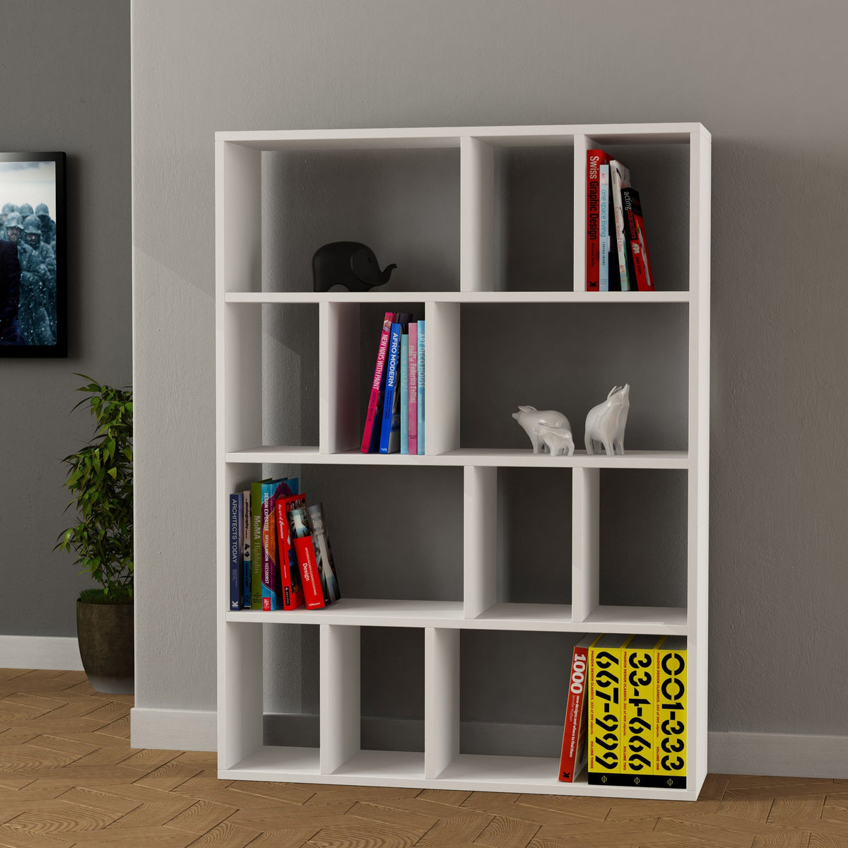 مكتبة خشب إم دي إف بطبقة ميلامين - 90 × 24 × 120