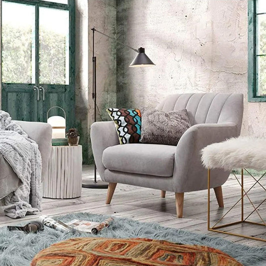 كرسي خشب زان - رمادي فاتح - 75 × 75 × 80