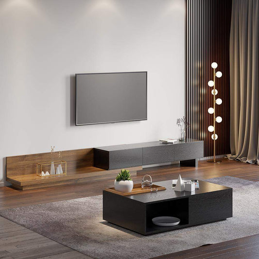 وحدة تلفزيون مع ترابيزة قهوة خشب إم دي إف - 220 × 35 × 35