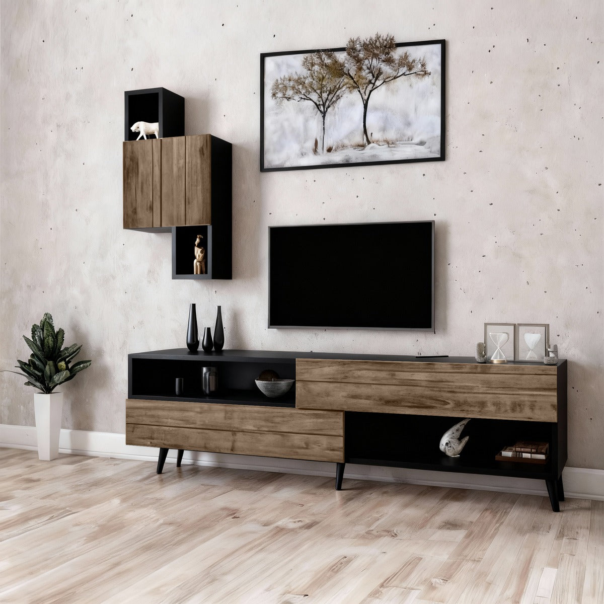 وحدة تلفزيون خشب إم دي إف - 160 × 30 × 45 من بان هومز
