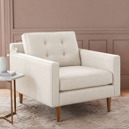Armchair-57 - أوف وايت - كتان