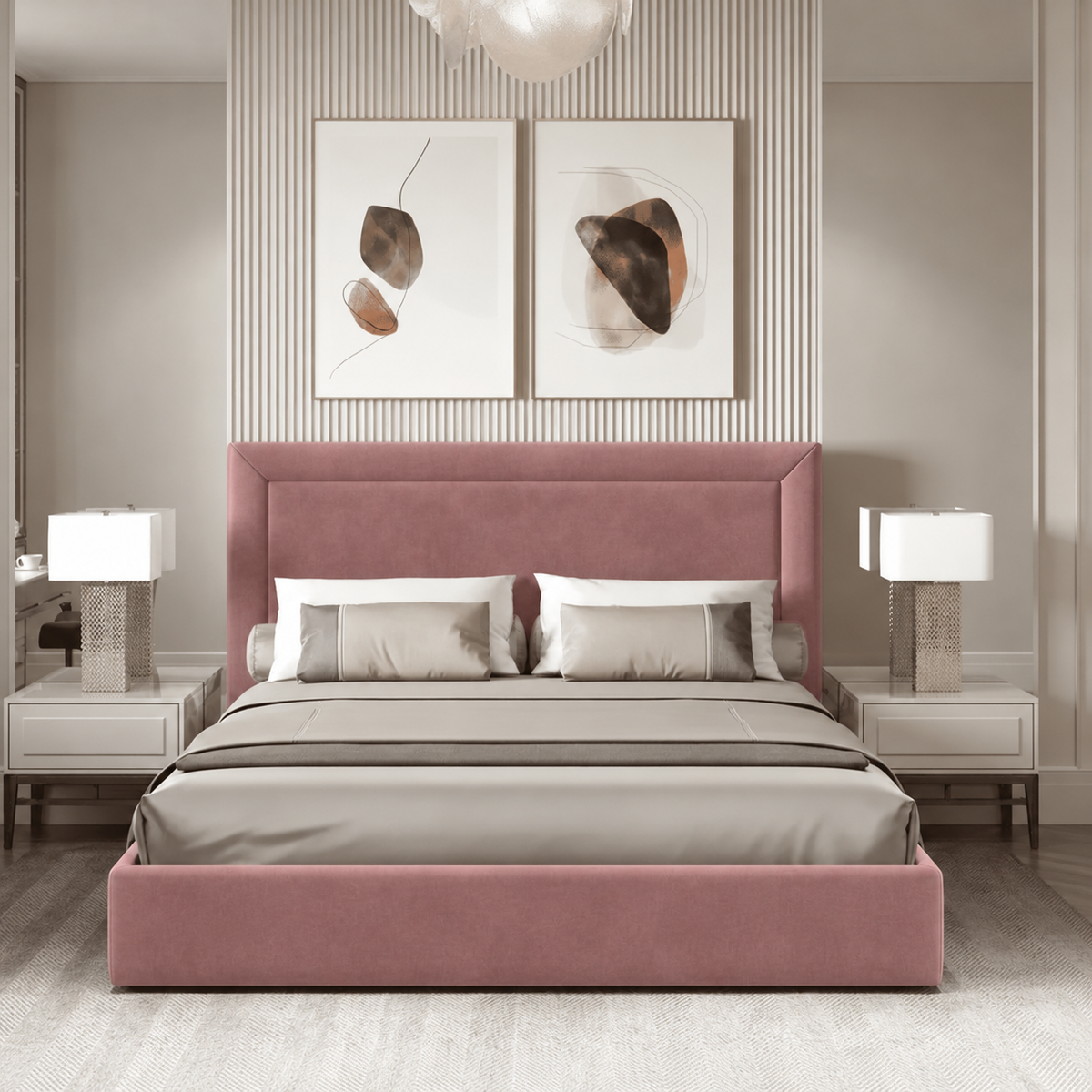 سرير قطيفة لون كشمير غامق - بان هومز - bed-197