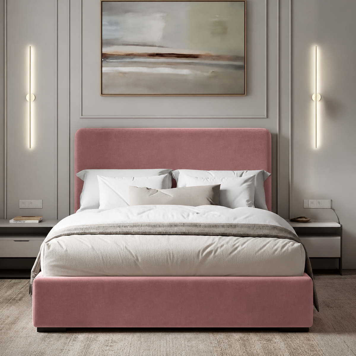 سرير قطيفة لون كشمير غامق - بان هومز - bed-215
