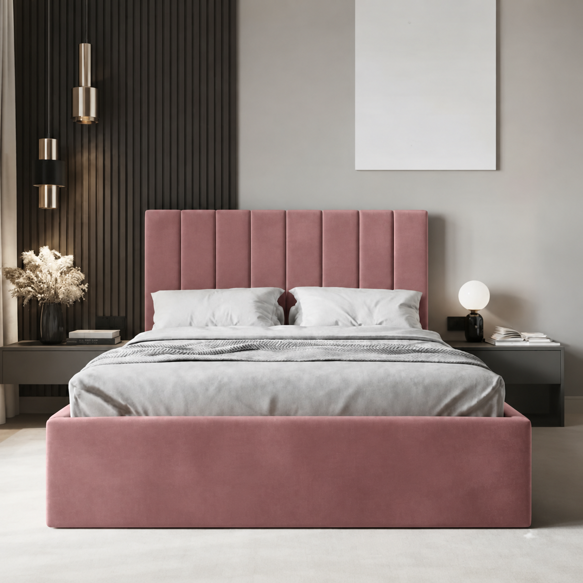 سرير قطيفة لون كشمير غامق - بان هومز - bed-233