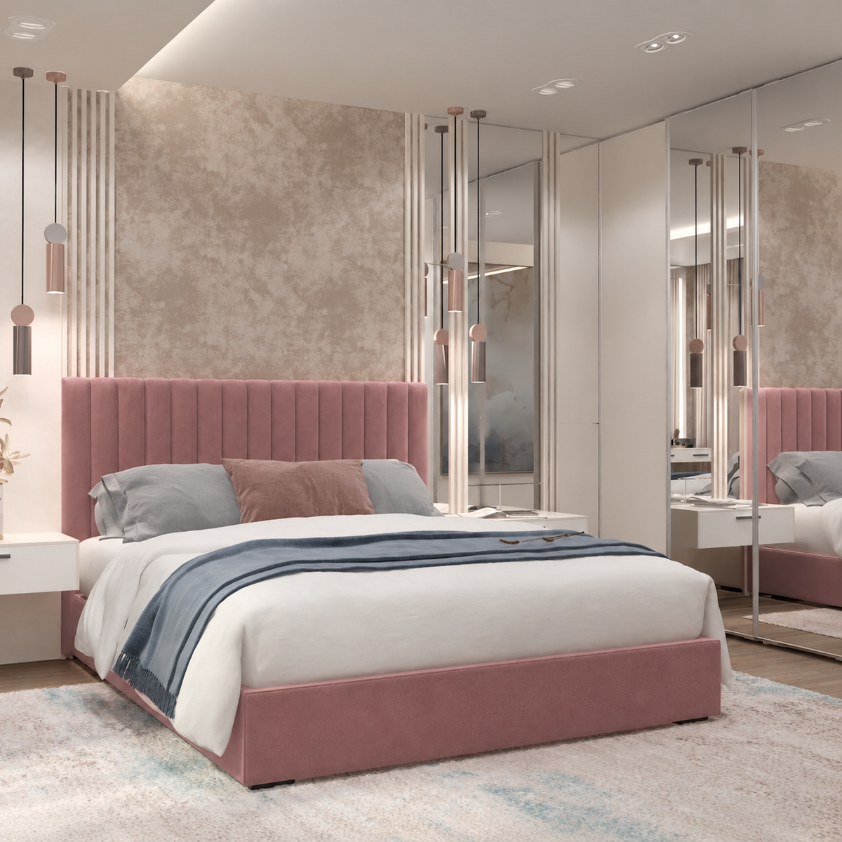 سرير قطيفة لون كشمير غامق - بان هومز - bed-251