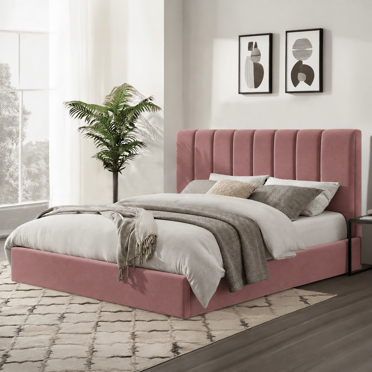 سرير قطيفة لون كشمير غامق - بان هومز - bed-281