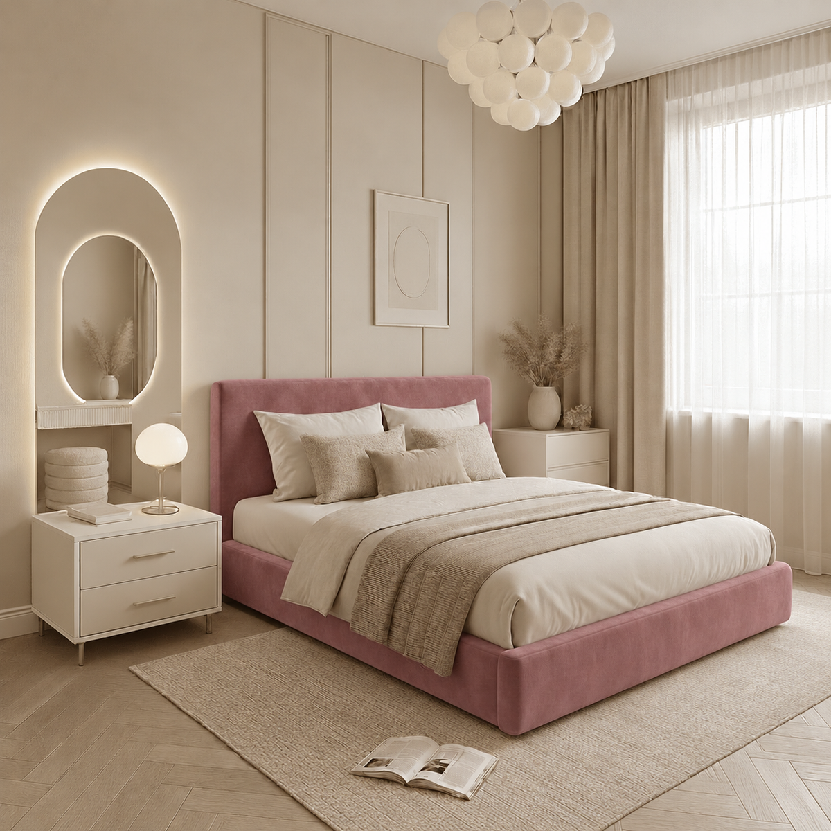 سرير قطيفة لون كشمير غامق - بان هومز - bed-371