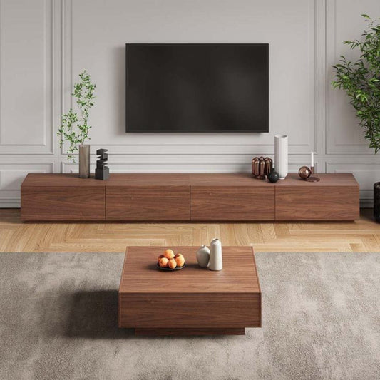 وحدة تلفزيون مع ترابيزة قهوة خشب إم دي إف - 200 × 35 × 35