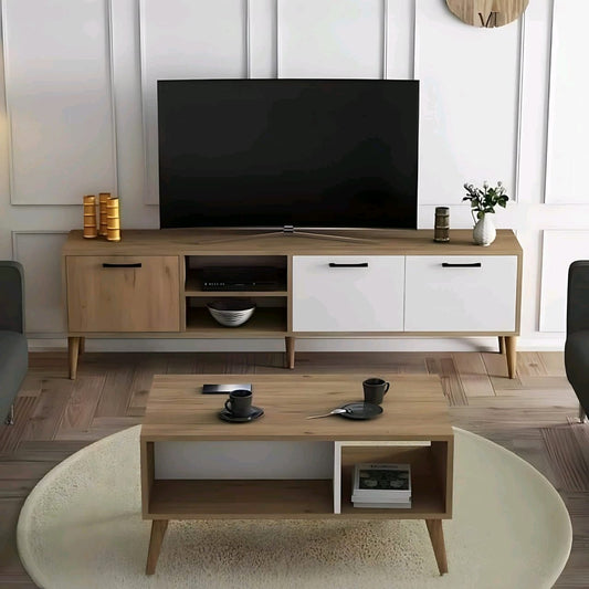 وحدة تلفزيون مع ترابيزة قهوة خشب إم دي إف - 180 × 30 × 45