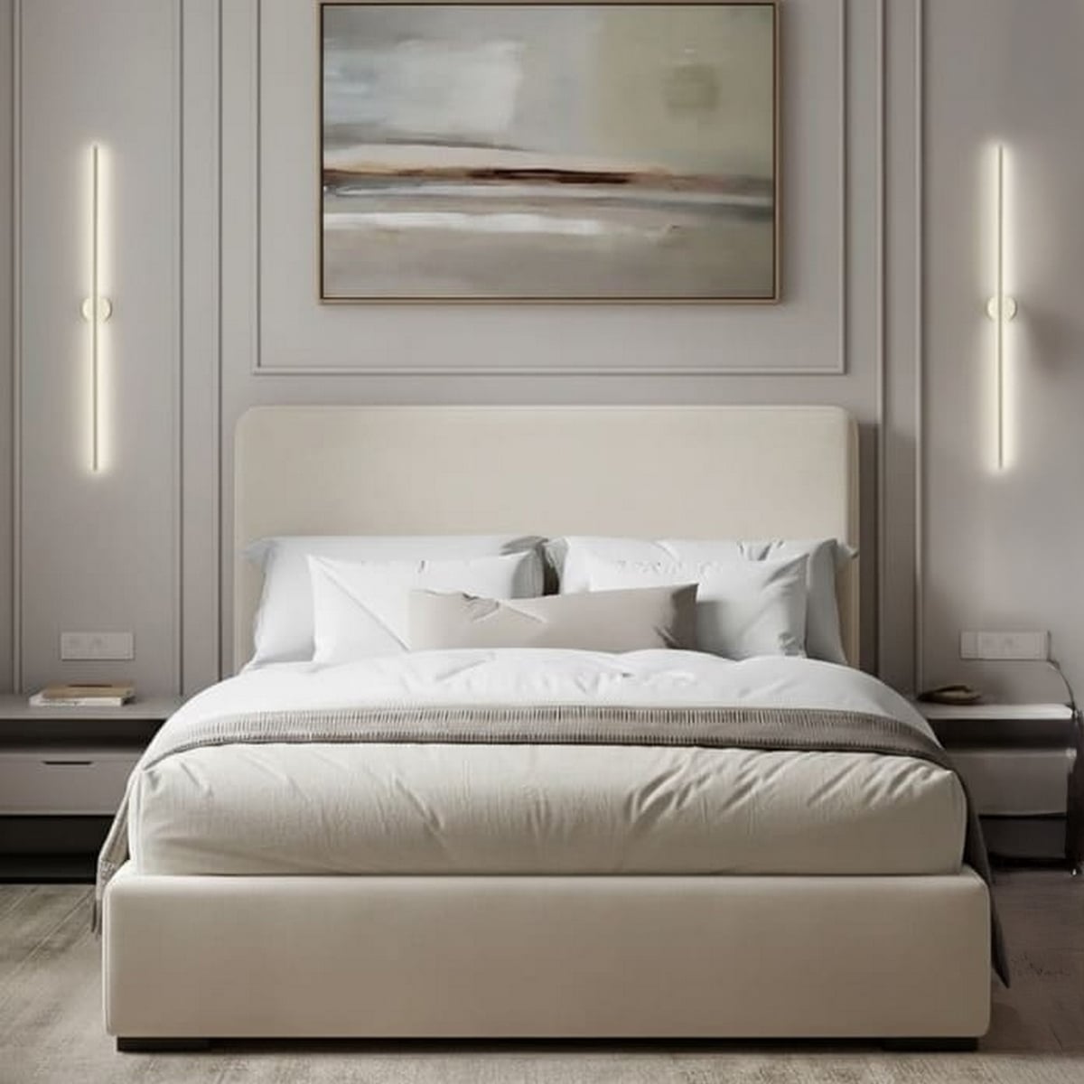 سرير خشب موسكي - قطيفة هامر - متعدد الألوان - متعدد المقاسات - بيج فاتح