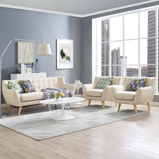Beech wood sofa set - 3 pieces - QM39