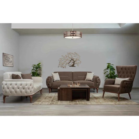 Beech wood sofa set - 3 pieces - QM57