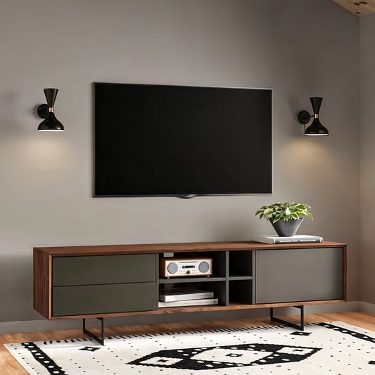 وحدة تلفزيون خشب إم دي إف ومعدن - 180 × 30 × 55