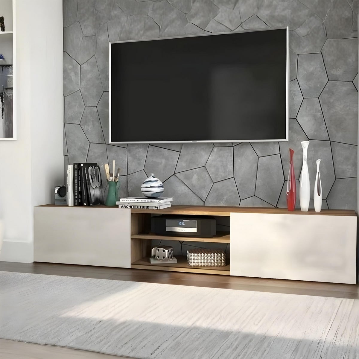 وحدة تلفزيون خشب إم دي إف - 180 × 30 × 35 من بان هومز